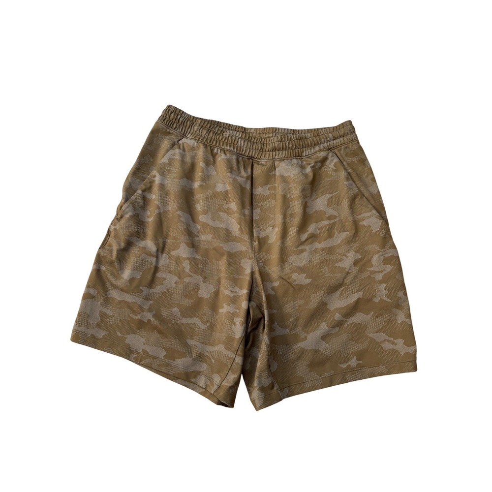 Lululemon Pace Breaker Camo Shorts Mens Medium Brown Tan Athletic Running